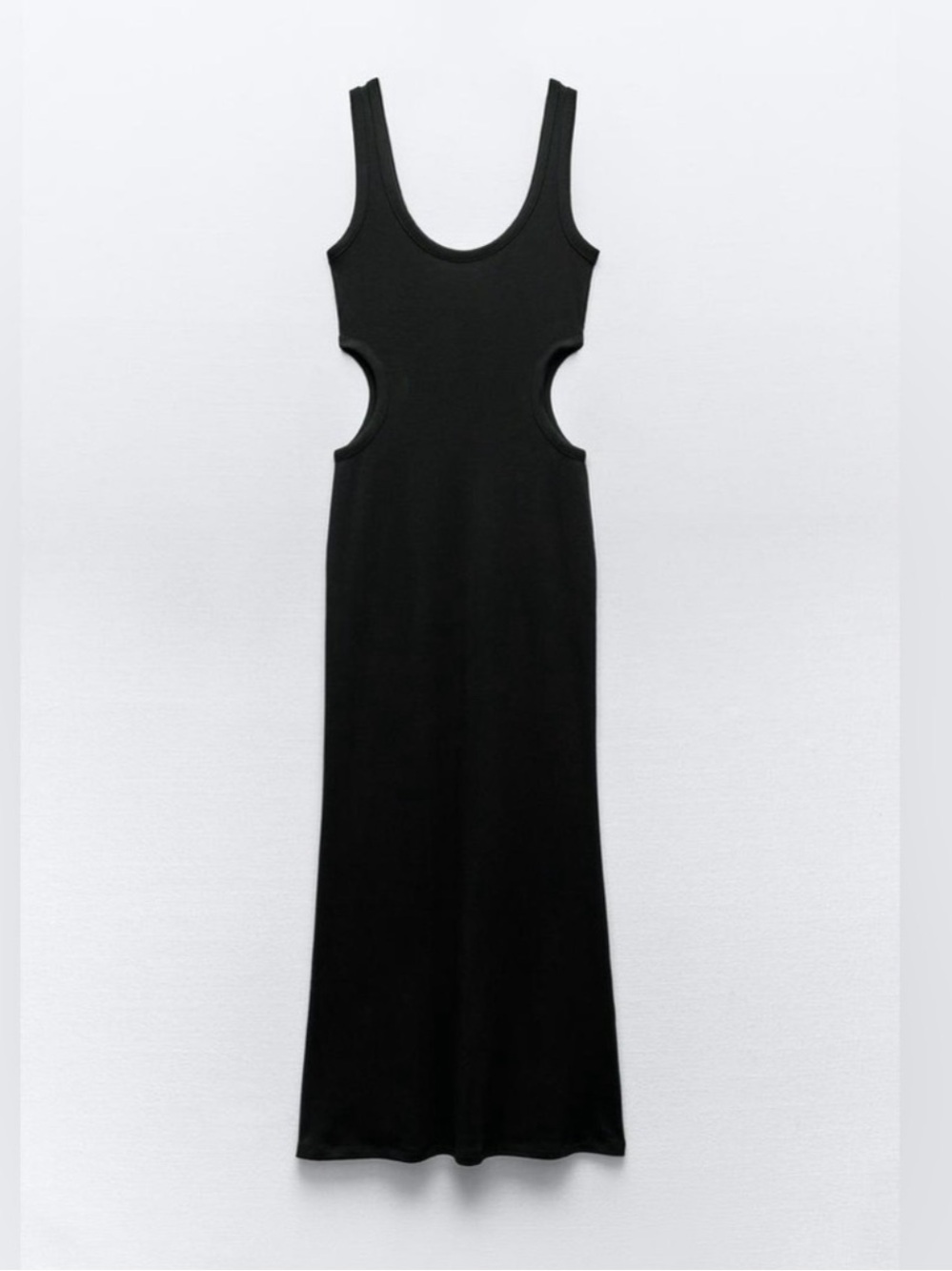 Zara Women’s Black Cutout Tank Maxi Dress Cotton Size Small Chic Casual
